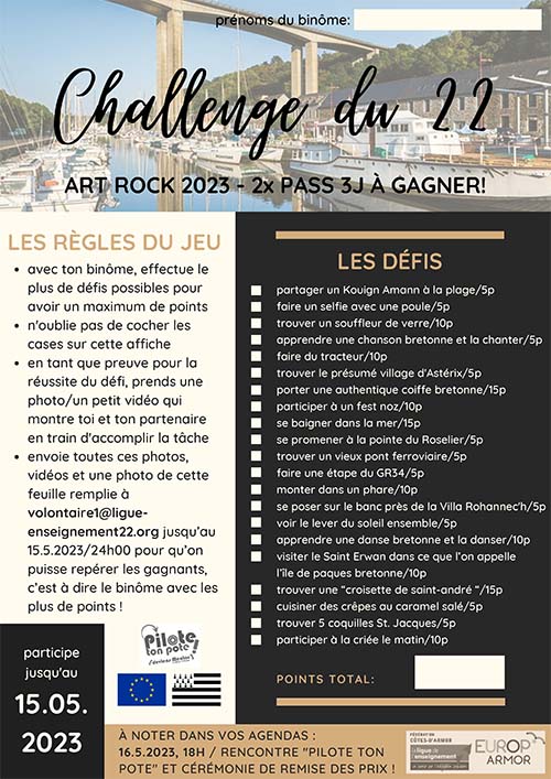 Challenge pilote ton pote - Art Rock 2023